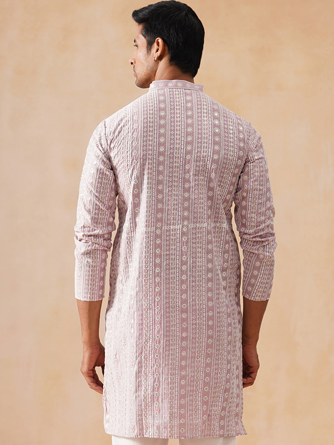 DesiQlo Men Geometric Kurta Only - Pink - KO_5280Magenta_S