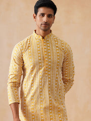 Sunshine Mustard Kurta with White Thread Embroidery ( KO 5280 Mustard ) [FF] [O-11-12]