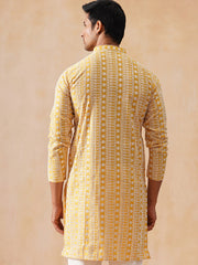 Sunshine Mustard Kurta with White Thread Embroidery ( KO 5280 Mustard ) [FF] [O-11-12]