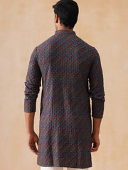 Multicolor Embroidered Viscose Rayon Kurta ( KO 5282 Charcoal ) [FF] [P-19]