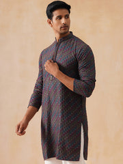 Multicolor Embroidered Viscose Rayon Kurta ( KO 5282 Charcoal ) [FF] [P-19]