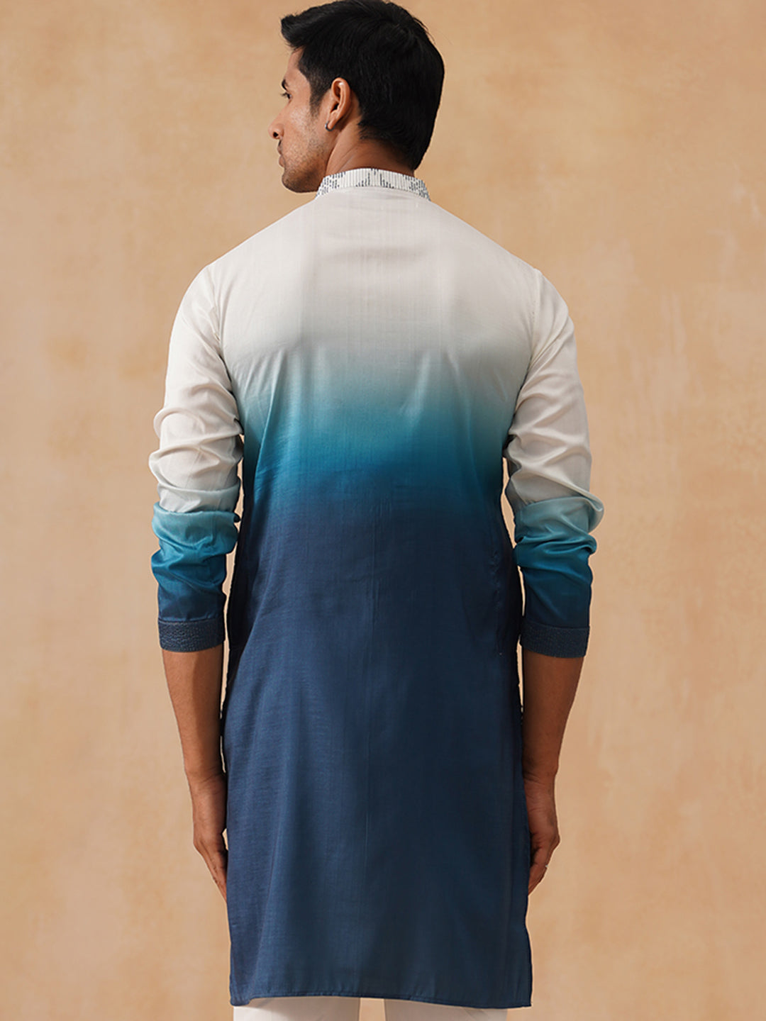 DesiQlo Men Floral Kurta Only - Blue - KO_5284Blue_S