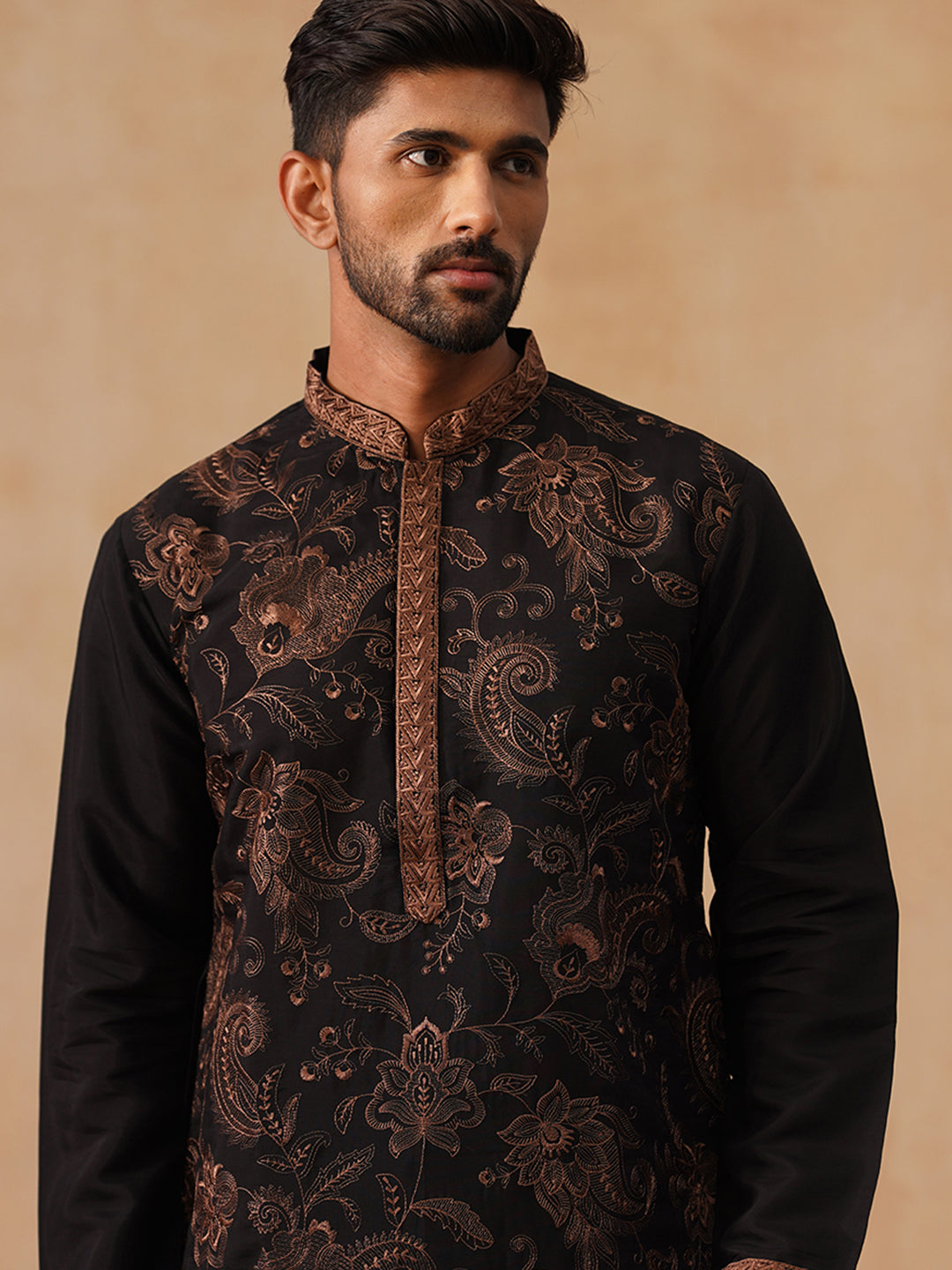 Traditional Embroidered Kurta for Men ( KO 5285 Bronze ) [FF] [H-1]