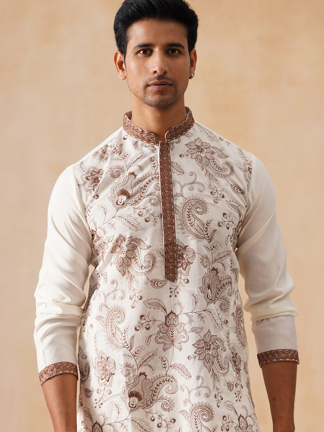DesiQlo Men Paisley Kurta Only - White
