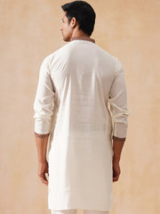 Traditional Embroidered Kurta for Men ( KO 5285 White ) [FF] [H-1]