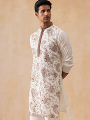 Traditional Embroidered Kurta for Men ( KO 5285 White ) [FF] [H-1]