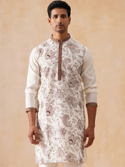 Traditional Embroidered Kurta for Men ( KO 5285 White ) [FF] [H-1]