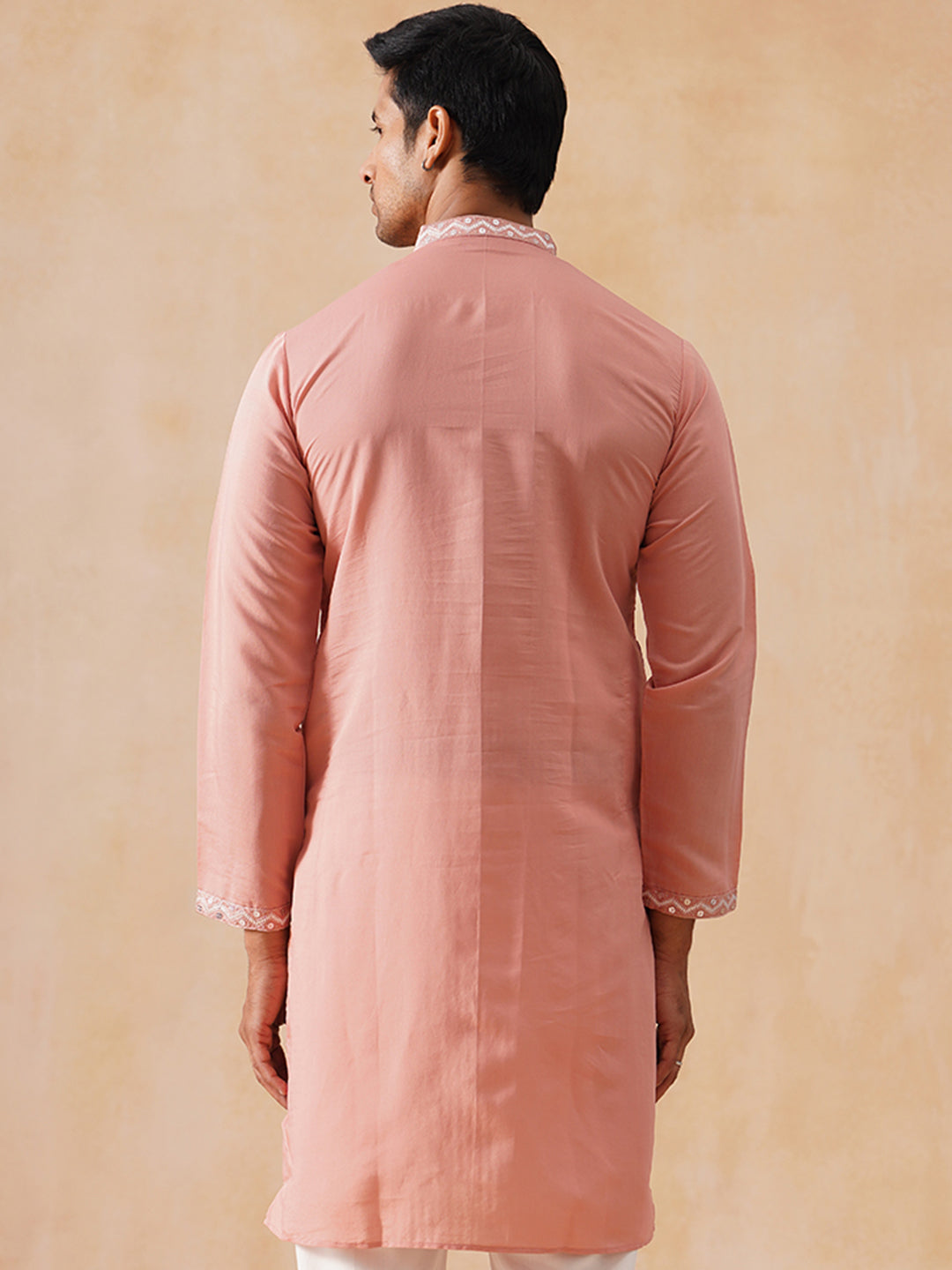 DesiQlo Men Geometric Kurta Only - Pink - KO_5286Pink_S