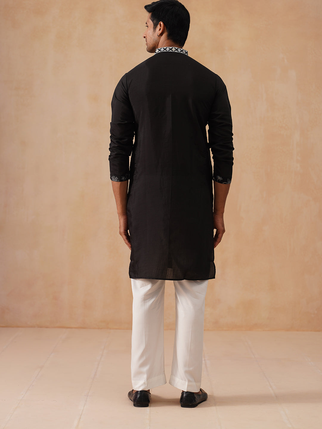 DesiQlo Men Floral Kurta Only - Black - KO_5288Black_S
