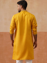 Floral Thread Embroidered Silk Blend Kurtas ( KO 5290 Mustard ) [FF] [A-7-8]