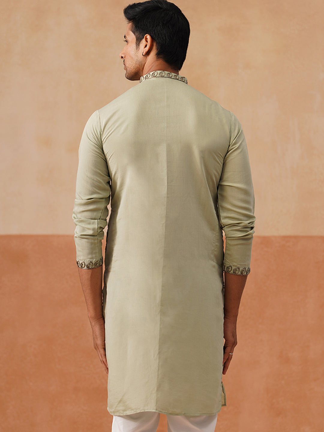 DesiQlo Men Floral Kurta Only - Green - KO_5290Pista_S