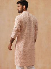 Floral Thread Embroidered Silk Blend Kurtas ( KO 5292 Peach ) [FF] [P-6]