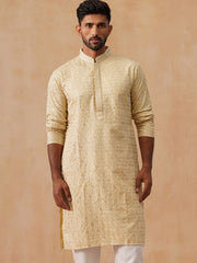 Men’s Festive Kurta with Intricate Embroidery ( KO 5293 Beige ) [FF] [ I2 ]