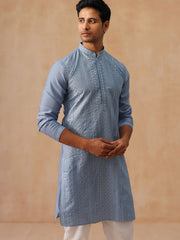 Embroidered Silk Blend Kurtas ( KO 5294 Blue ) [FF] [Q-5]