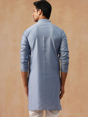 Embroidered Silk Blend Kurtas ( KO 5294 Blue ) [FF] [Q-5]