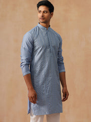 Embroidered Silk Blend Kurtas ( KO 5294 Blue ) [FF] [Q-5]