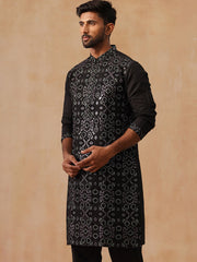 Ethnic Kurtas in Luxurious Silk Blend ( KO 5295 Black ) [FF] [O-8]