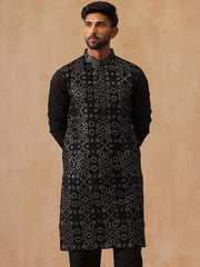 Ethnic Kurtas in Luxurious Silk Blend ( KO 5295 Black ) [FF] [O-8]