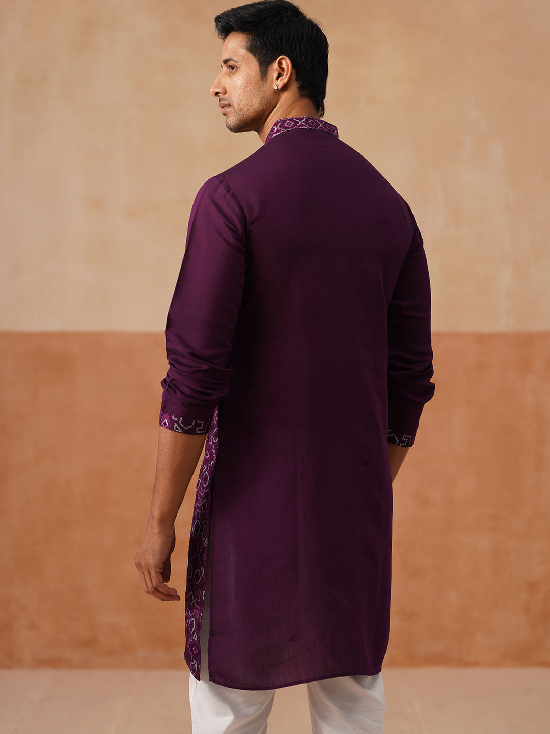 DesiQlo Men Geometric Kurta Only - Purple - KO_5295Purple_S