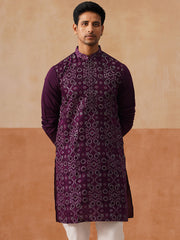 Ethnic Kurtas in Luxurious Silk Blend ( KO 5295 Purple ) [FF] [O-8]