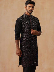 Men’s Silk Blend Embroidered Kurtas ( KO 5296 Magenta ) [FF] [Q-17-18]