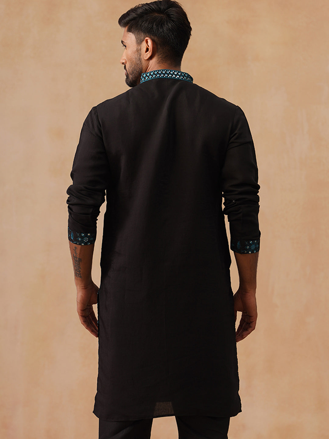 DesiQlo Men Floral Kurta Only - Multicolor - KO_5296Peacock_S