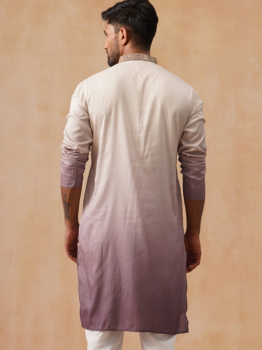 DesiQlo Men Floral Kurta Only - Purple - KO_5298Purple_S