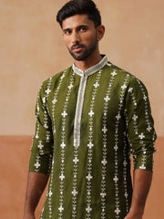 Classic Embroidered Kurtas ( KO 5299 Olive ) [FF] [O-8]