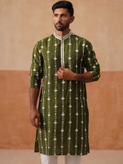 Classic Embroidered Kurtas ( KO 5299 Olive ) [FF] [O-8]