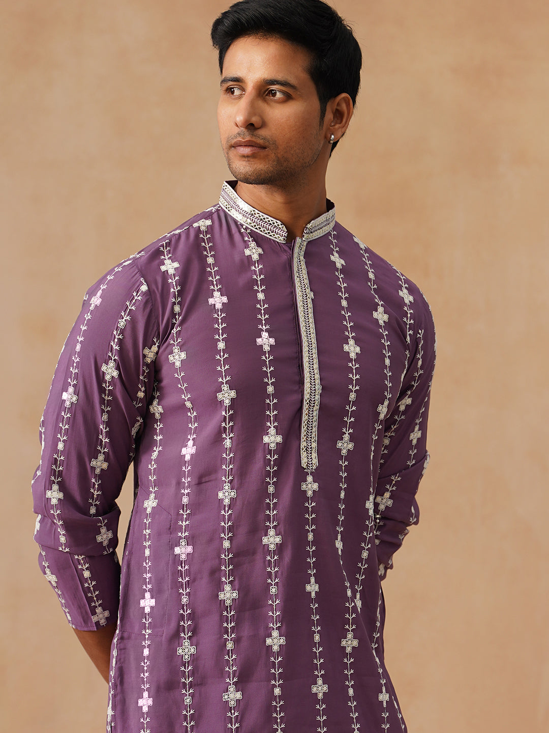 Classic Embroidered Kurtas ( KO 5299 Purple ) [FF] [O-8]