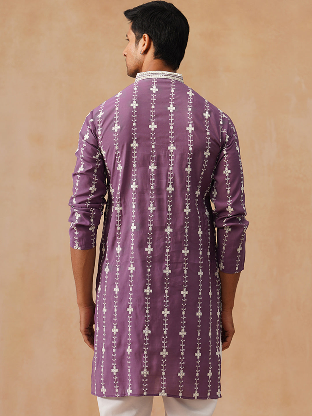 DesiQlo Men Floral Kurta Only - Purple - KO_5299Purple_S