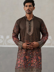 Olive Floral Printed Kurta for Men ( KO 5303 Olive ) [FF] [J-2]