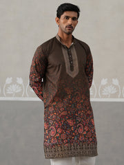 Olive Floral Printed Kurta for Men ( KO 5303 Olive ) [FF] [J-2]