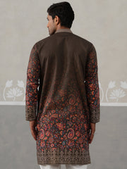 Olive Floral Printed Kurta for Men ( KO 5303 Olive ) [FF] [J-2]