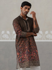 Olive Floral Printed Kurta for Men ( KO 5303 Olive ) [FF] [J-2]