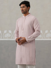 Men Embroidered Viscose Rayon Kurta ( KO 5305 Peach ) [FF] [E-7-8]