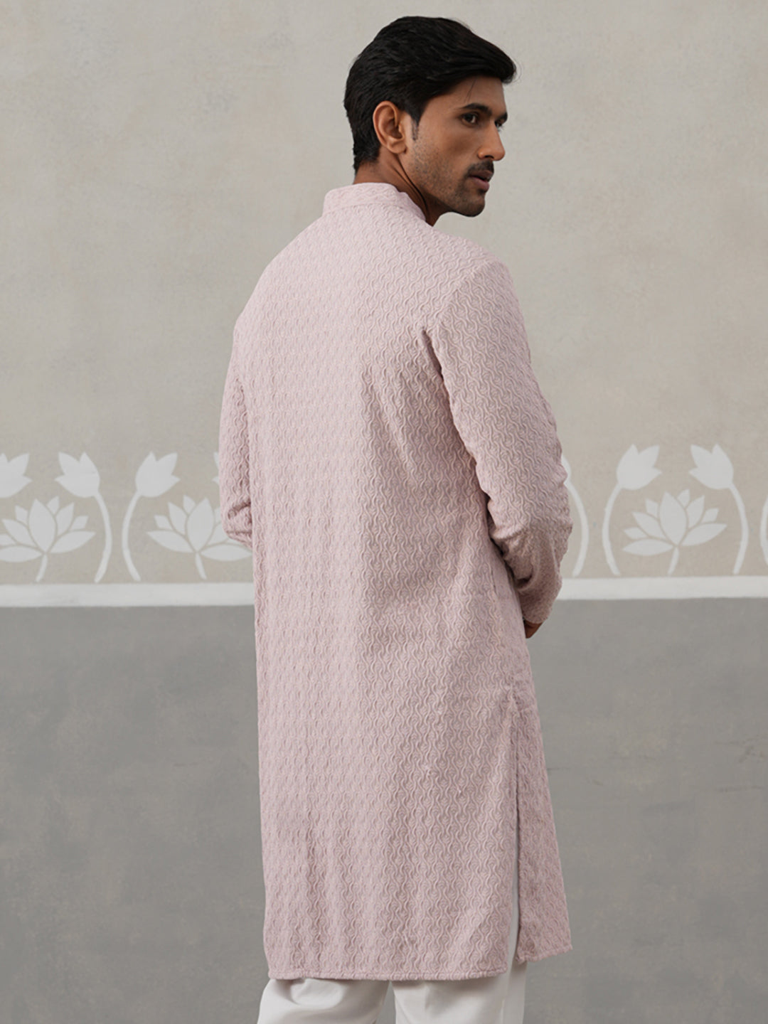 DesiQlo Men Embroidered Kurta Only - Orange - KO_5305Peach_S