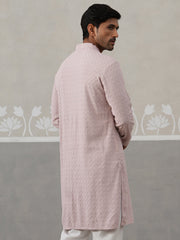 Men Embroidered Viscose Rayon Kurta ( KO 5305 Peach ) [FF] [E-7-8]