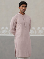 Men Embroidered Viscose Rayon Kurta ( KO 5305 Peach ) [FF] [E-7-8]