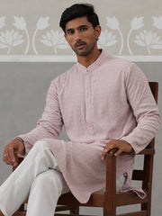 Men Embroidered Viscose Rayon Kurta ( KO 5305 Peach ) [FF] [E-7-8]