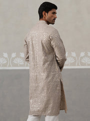 Silk Blend Designer Embroidered Kurta (KO 5306 Grey ) [FF] [P-17]