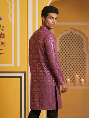 Silk Blend Designer Embroidered Kurta ( KO 5306Purple S ) [FF] [P-17]