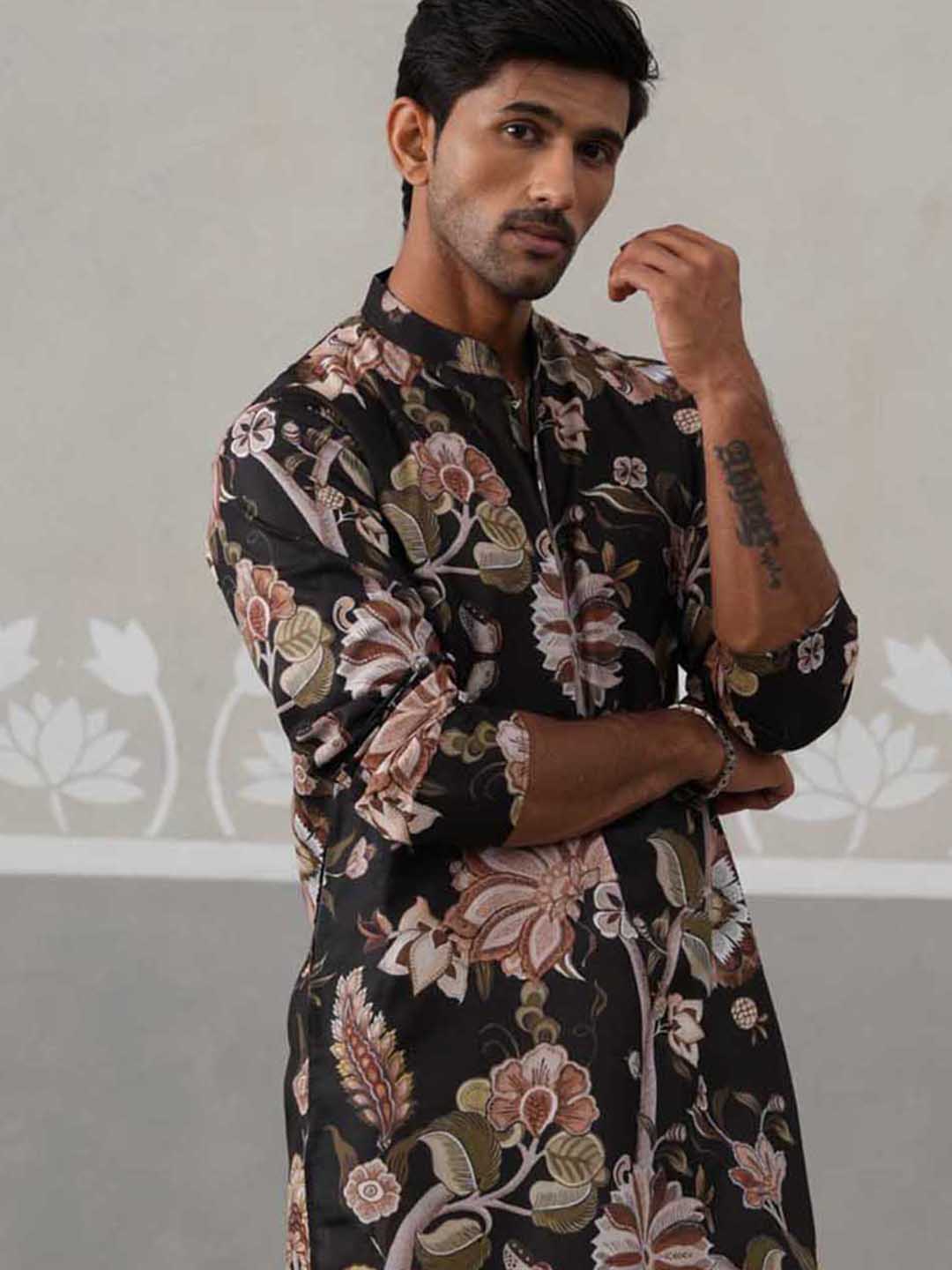 DesiQlo Men Printed Kurta Only - Black - KO_5307Black_S