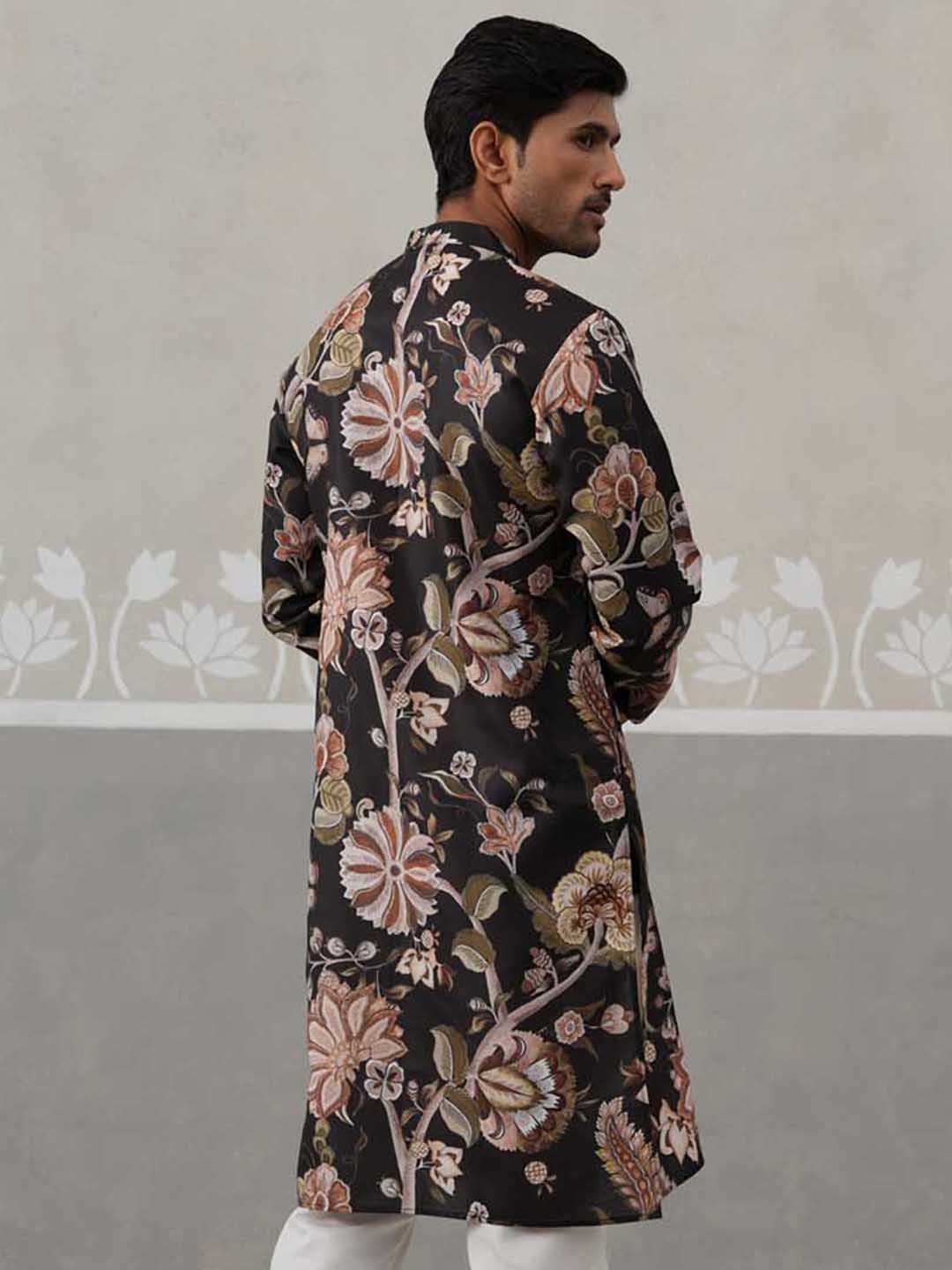 DesiQlo Men Printed Kurta Only - Black - KO_5307Black_S