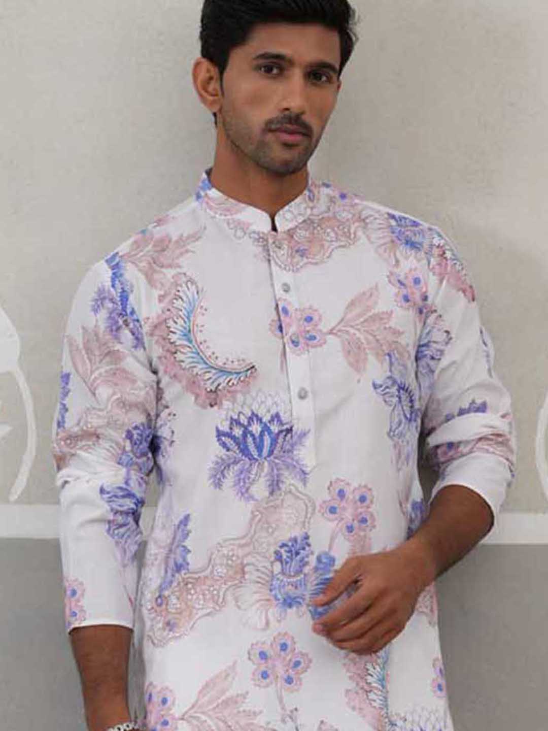 DesiQlo Men Printed Kurta Only - Blue - KO_5307Blue_S