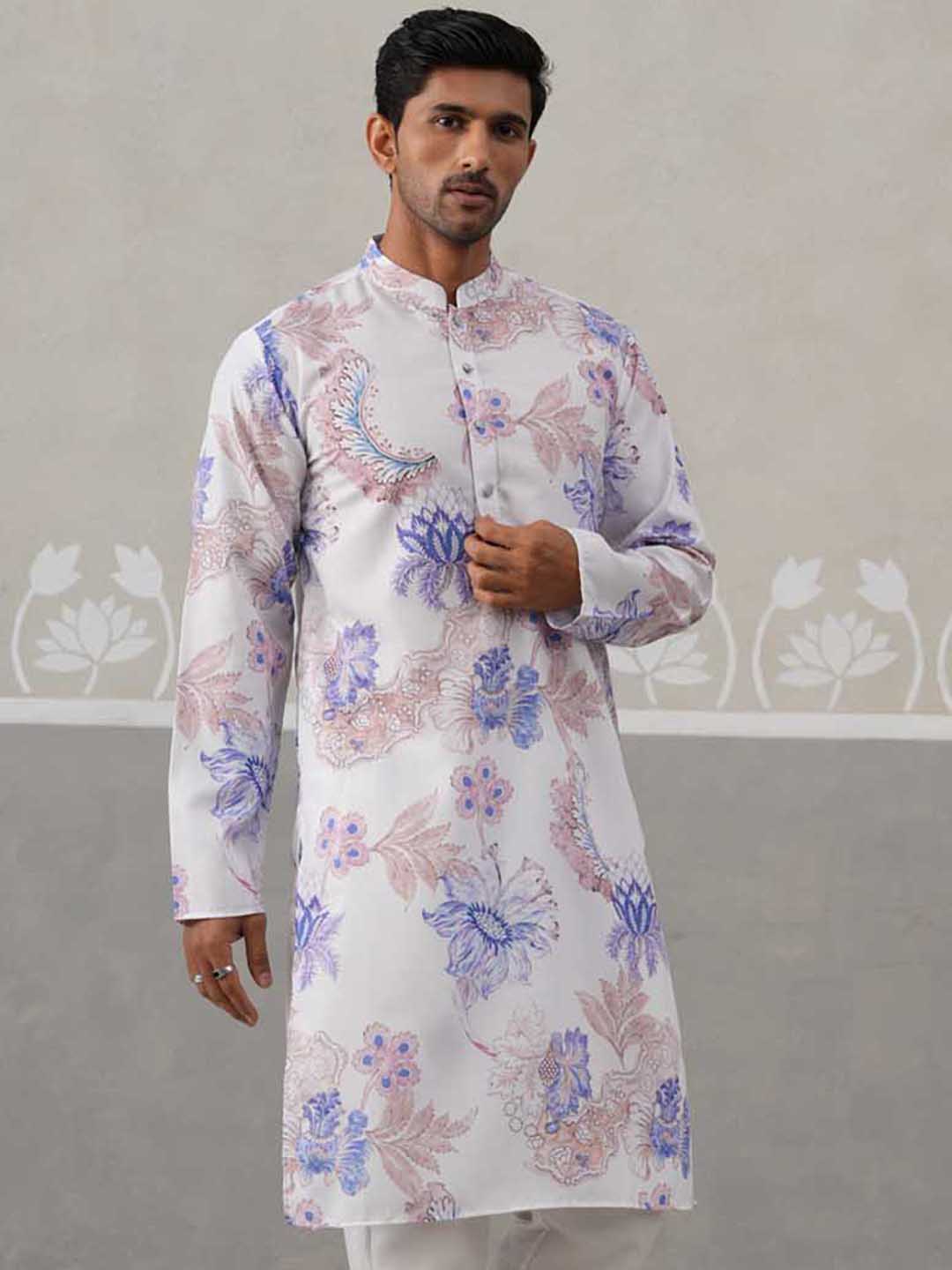 DesiQlo Men Printed Kurta Only - Blue - KO_5307Blue_S