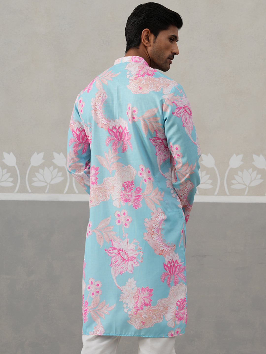 DesiQlo Men Printed Kurta Only - Blue - KO_5307Sky_S