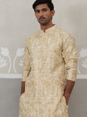 Designer Silk Blend Kurta for Men ( KO 5309 Golden ) [FF] [A-1-4]