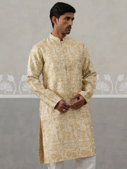 Designer Silk Blend Kurta for Men ( KO 5309 Golden ) [FF] [A-1-4]