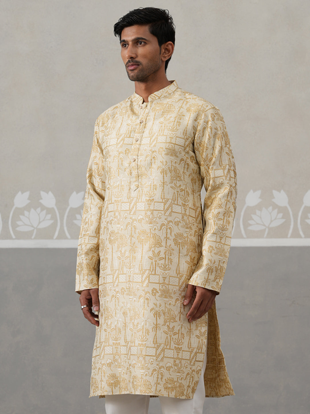 DesiQlo Men Woven Design Kurta Only - Gold